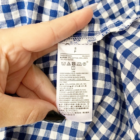 Banana Republic Womens Small Gingham Square Neck Top - Picture 4 of 5